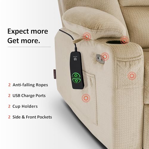 Small Power Lift Recliner Chair with Massage and Heat, Fabric, Brown Q215307