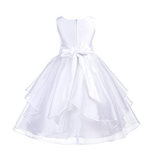 Asymmetric Ruffled Organza Sequin Flower Girl Dress I4638