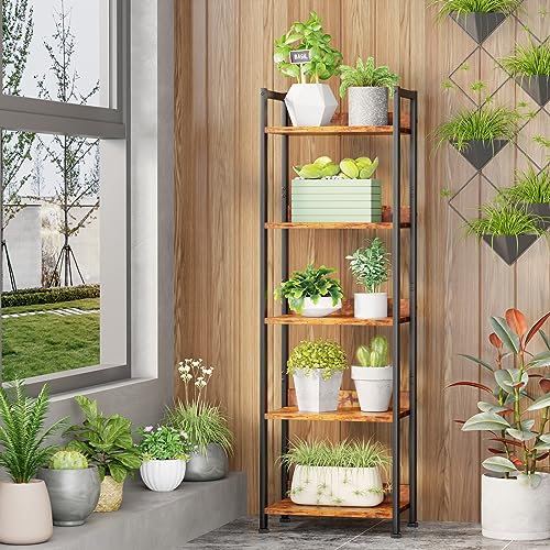 Black 5 Tier Bookshelf with Drawer, Tall Narrow Bookcase, Wood and Metal G573006