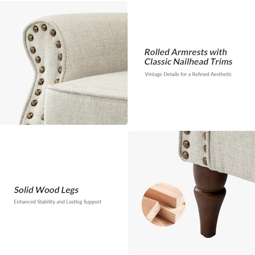 Accent Chairs Set of 2 with Wood Legs & Removable Cushion, RED N15814