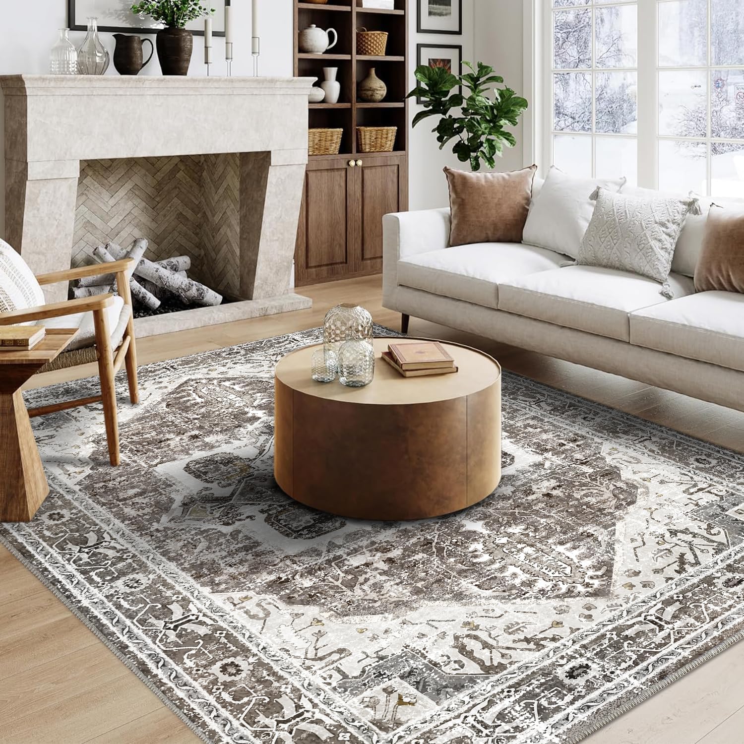 Machine Washable 5x7 Non-Slip Low Pile Area Rug A93950