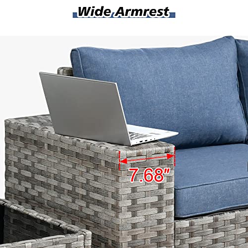 8 Piece Modern Wicker Sofa Set with Swivel Rocking Chair (Orange Red) R934456