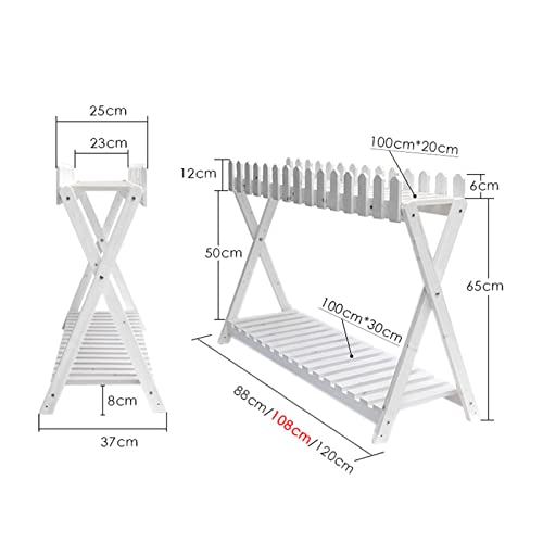 2 Tier White Wooden Plant Shelf (88cm) L8066