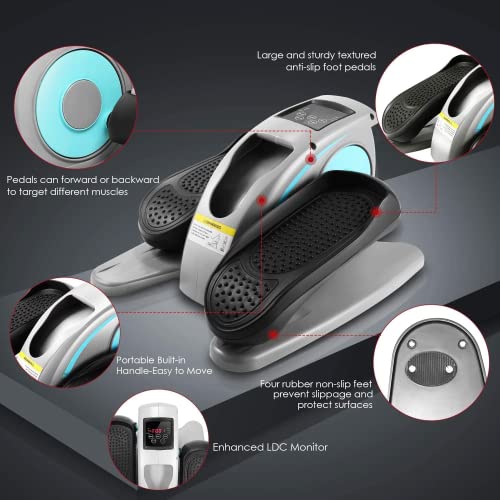Under Desk Elliptical Machine, Quiet Pedal Exerciser, Smart LCD Display, Remote Control X30138
