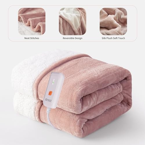 Soft Silky Plush Electric Throw Blanket 50''X60'' Grey Q69663