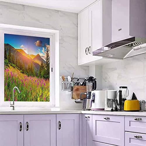 23.6 inch by 35.4 inch Window Film Privacy One Way Abstract Flower Green Glass Sticker L262