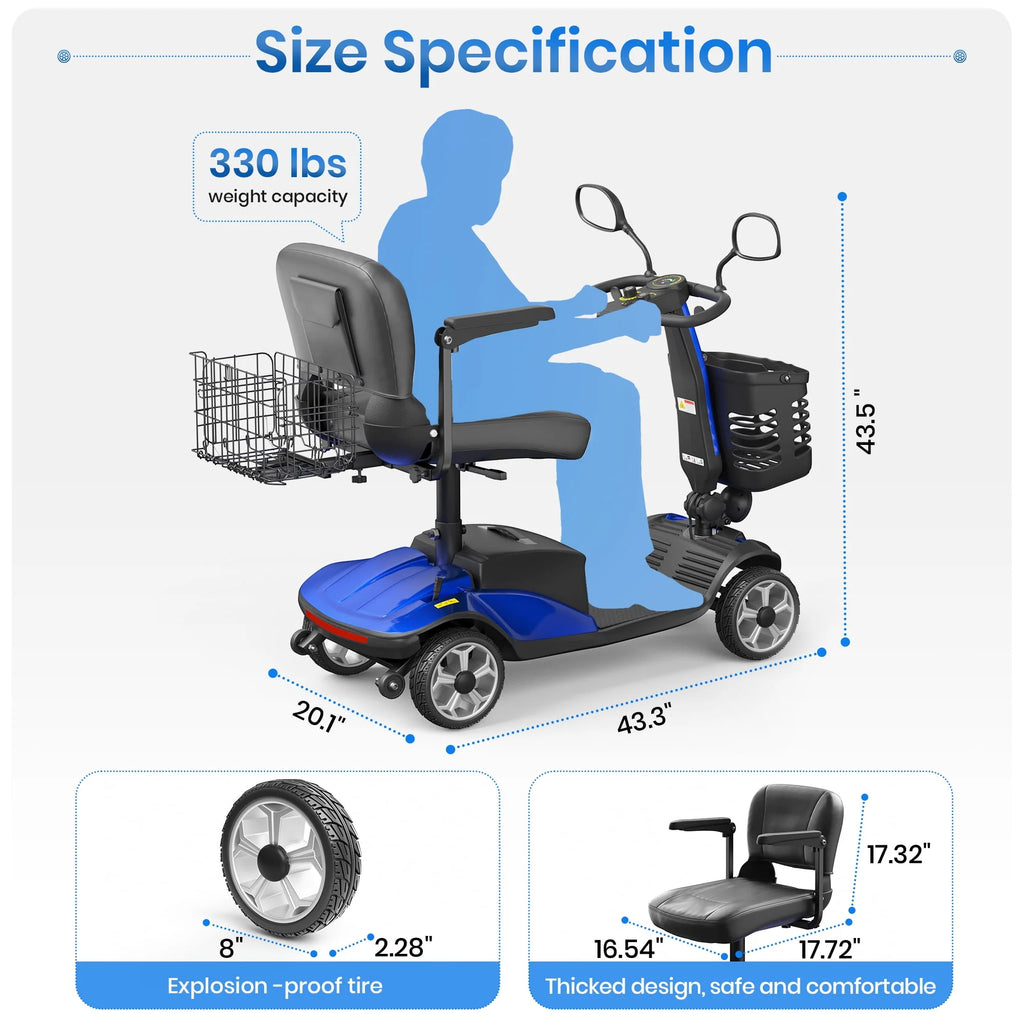 Red Foldable 4 Wheel Mobility Scooter G7968
