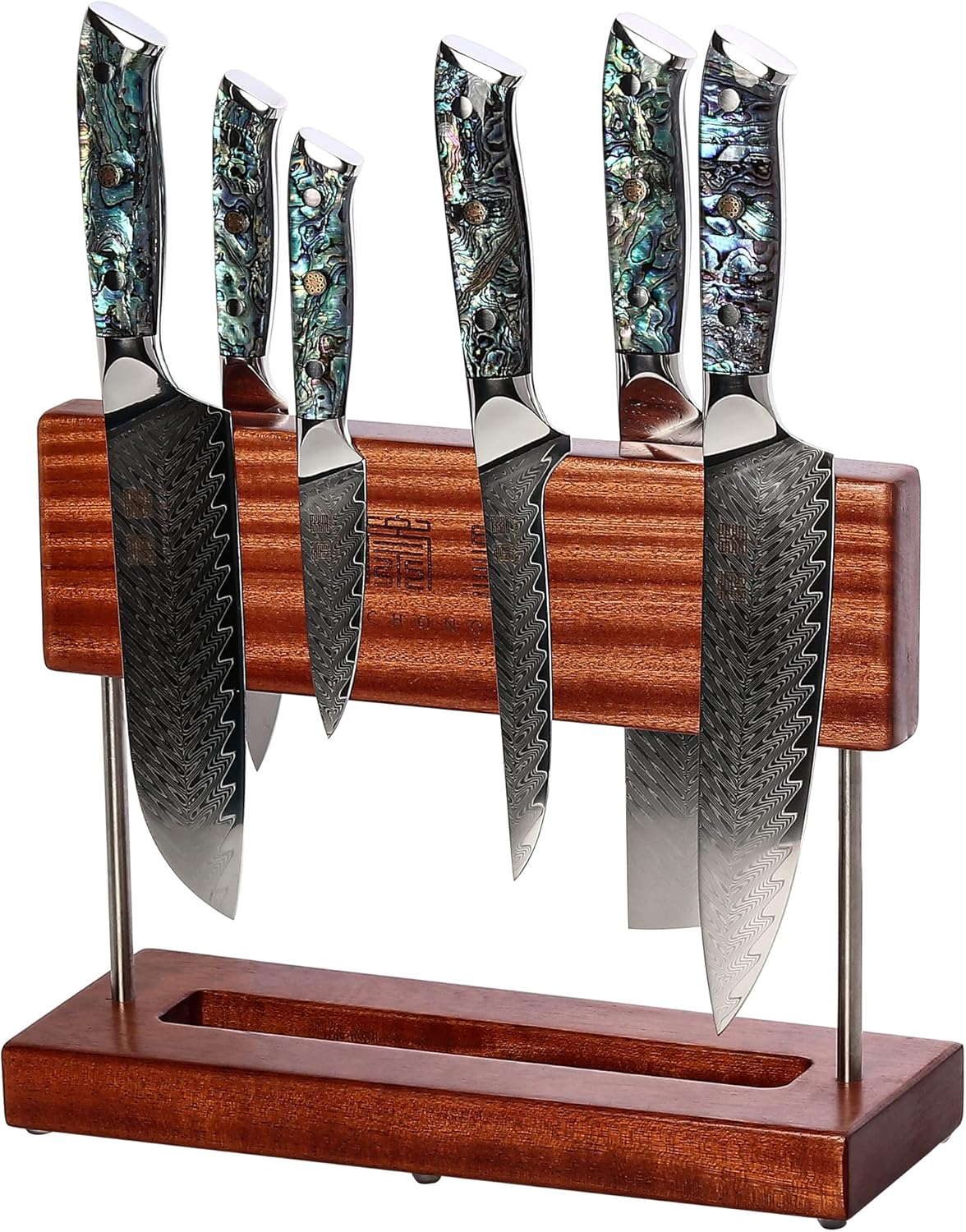 7 Piece VG10 Damascus Steel Kitchen Knife Set with Magnetic Knife Holder A472403