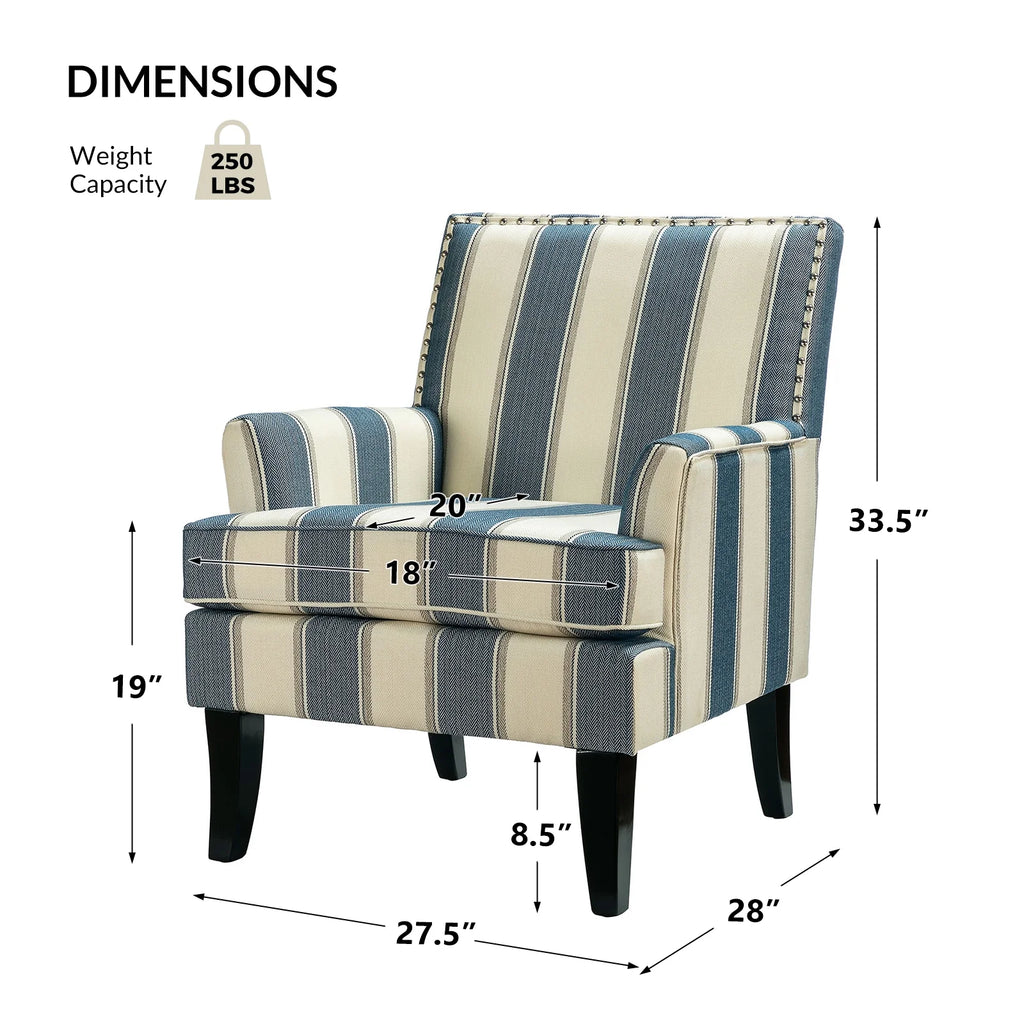Navy Upholstered Accent Chair with Wood Legs A48577