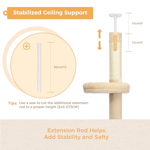 Grey 5-Tier Adjustable Cat Tree with Scratching Post B3243