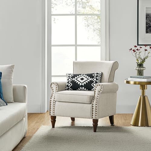 Accent Chairs Set of 2 with Wood Legs & Removable Cushion, RED N15814