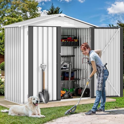 6x4ft Dark Gray Metal Storage Shed P978