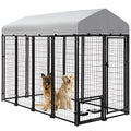 Large Dog Kennel Heavy Duty Welded Wire Steel Cage with Waterproof Cover (8x4x6 ft) A4482