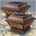 2 Pack Black Metal Solar Post Cap Lights Q37023