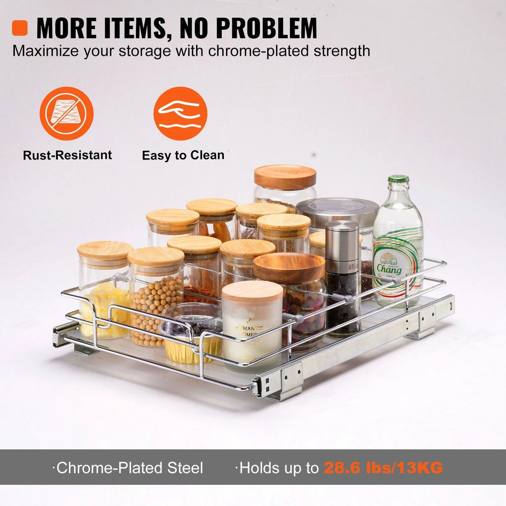 2 Pack Chrome Steel Pull Out Cabinet Organizer B18939