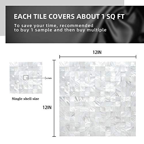 Ivory White Mother of Pearl Shell Mosaic Peel and Stick Tile Backsplash 6PCS T297
