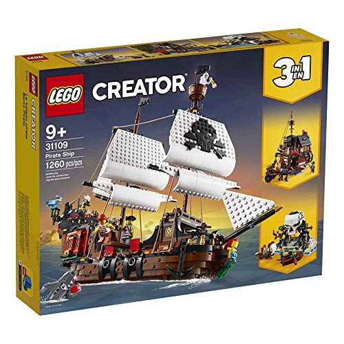 LEGO Creator 3 in 1 Pirate Ship Building Set, 4 Minifigures, Shark Toy, Ages 9+ N810