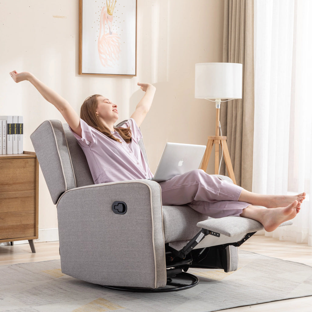 Gray Manual Swivel Rocker Recliner Chair K234042