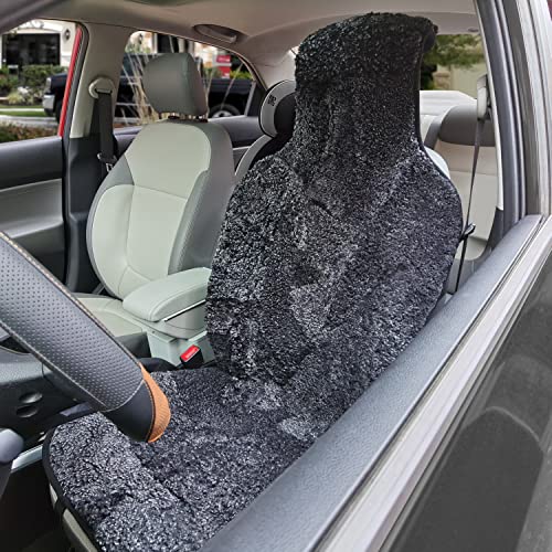 Black Sheepskin Seat Cover Genuine Australian Lambskin Curly Wool Seat Cushion N22915