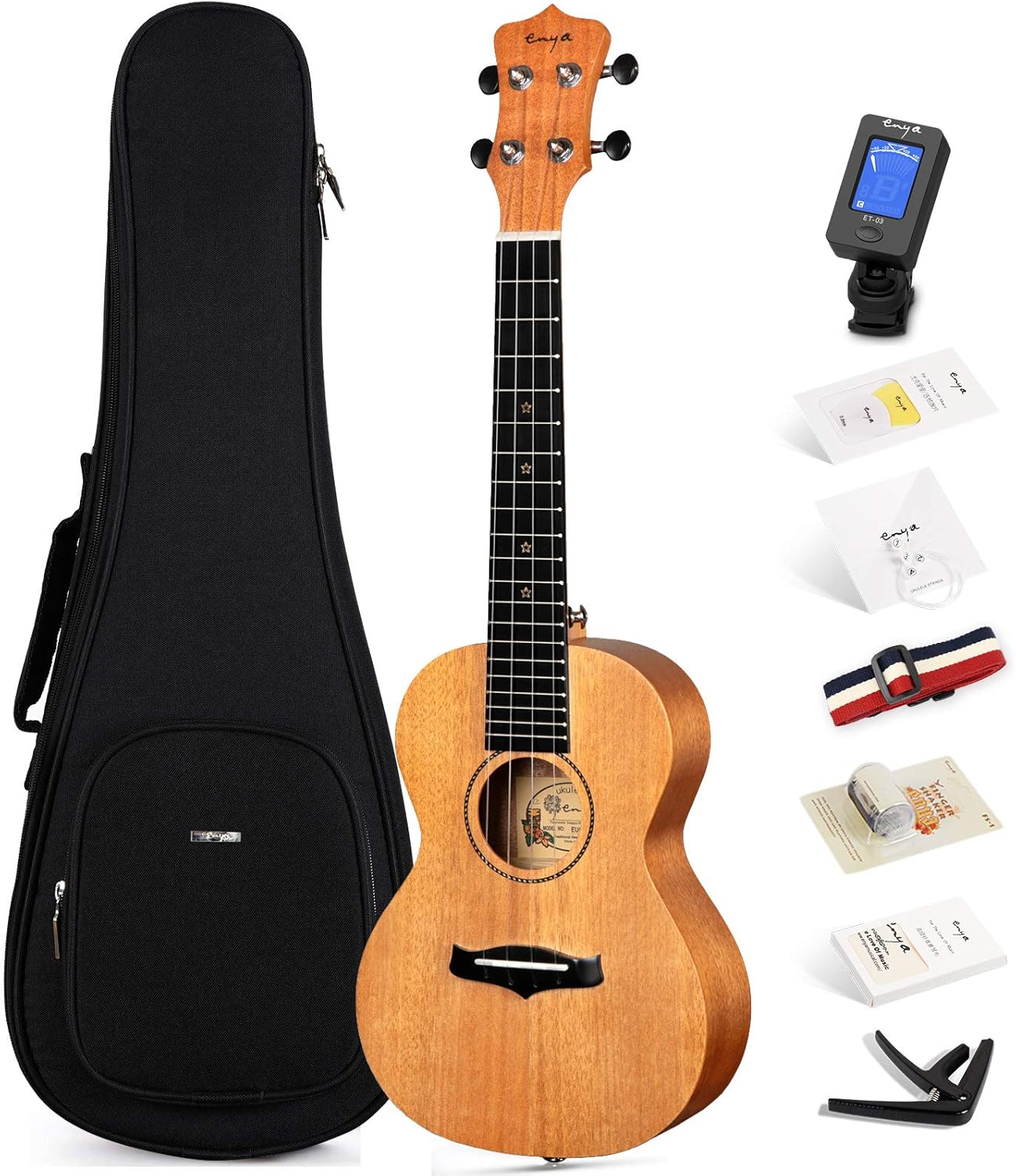Blue 23 Inch Solid Mahogany Top Concert Ukulele with Starter Kit E5795