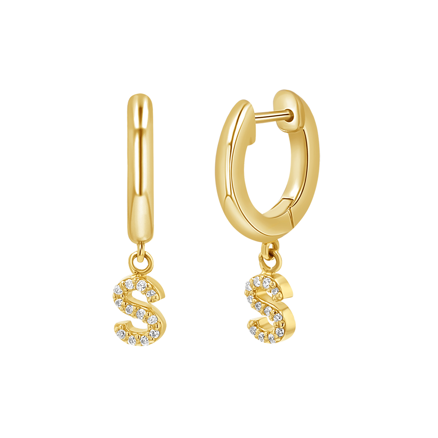 Diamond Initial Charm Drop Huggies H10683