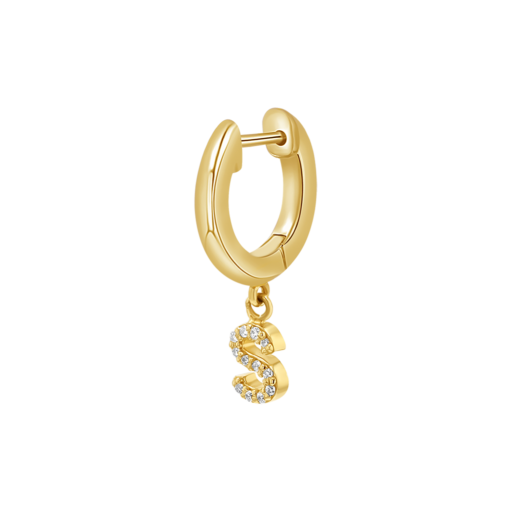Diamond Initial Charm Drop Huggies H10683