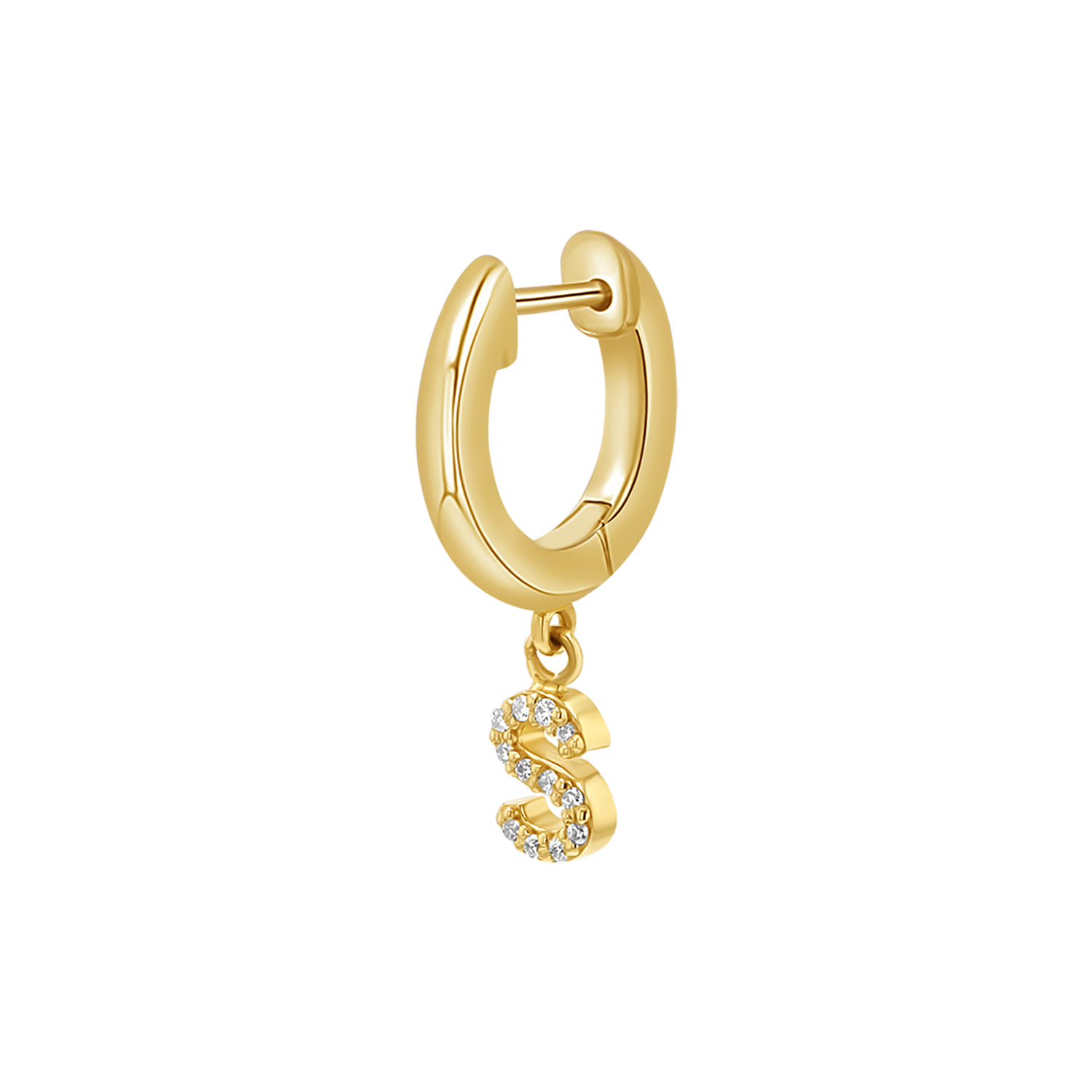 Diamond Initial Charm Drop Huggies H10683