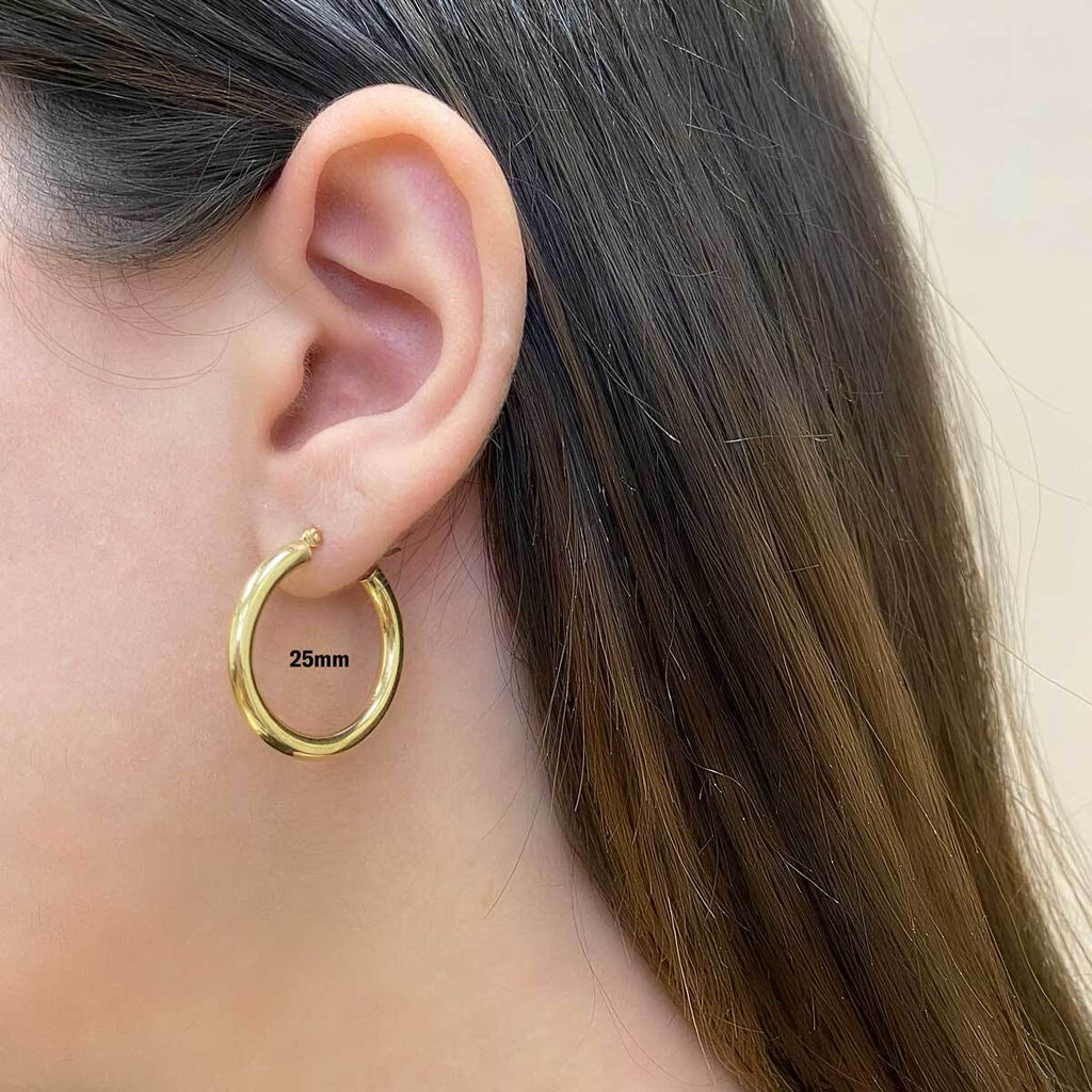 Gold Tube Hoop Earrings V4479