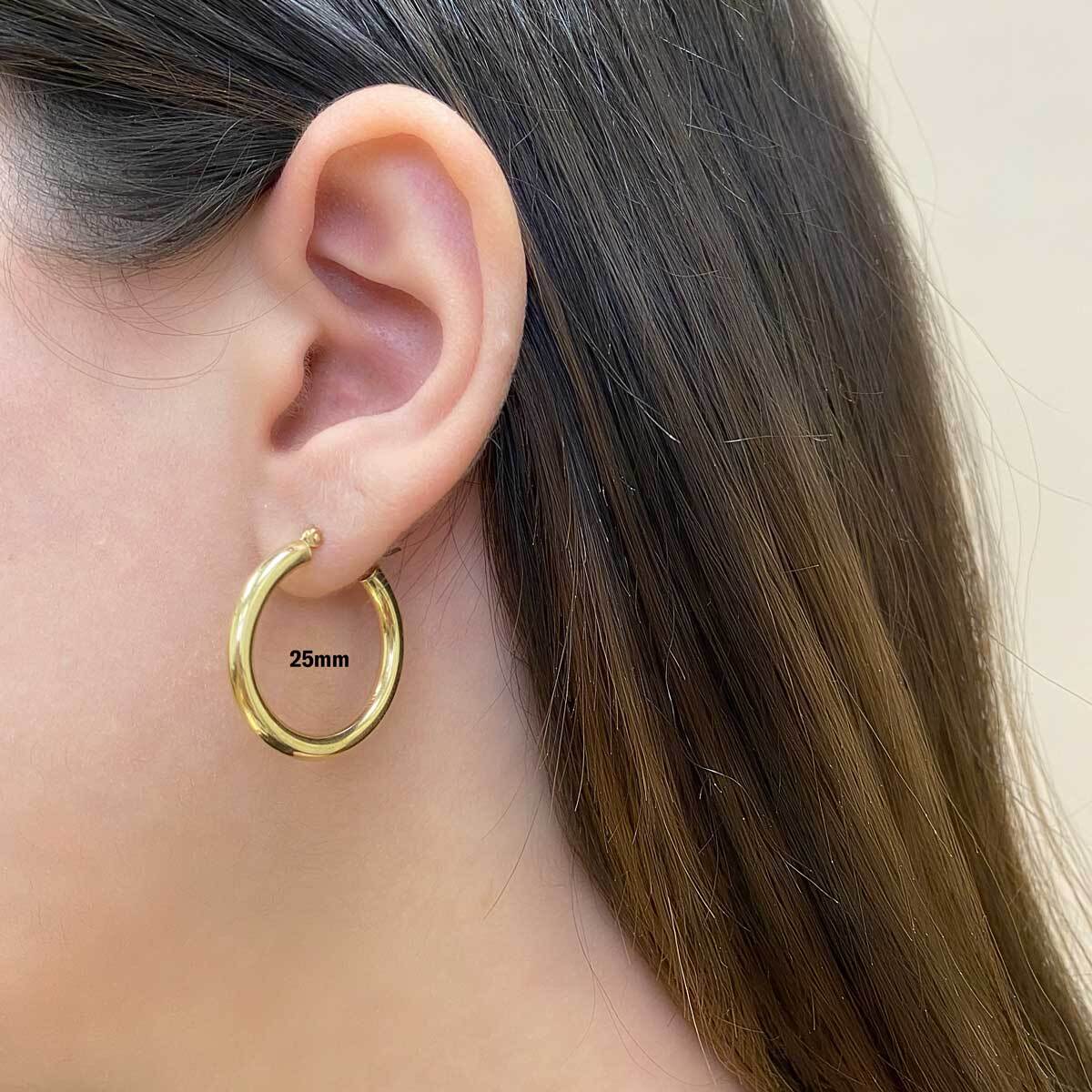 Gold Tube Hoop Earrings V4479