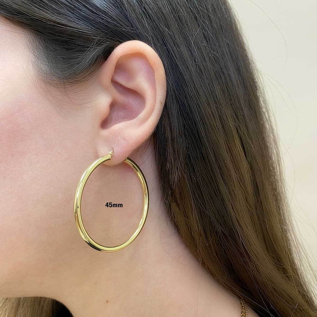 Gold Tube Hoop Earrings V4479