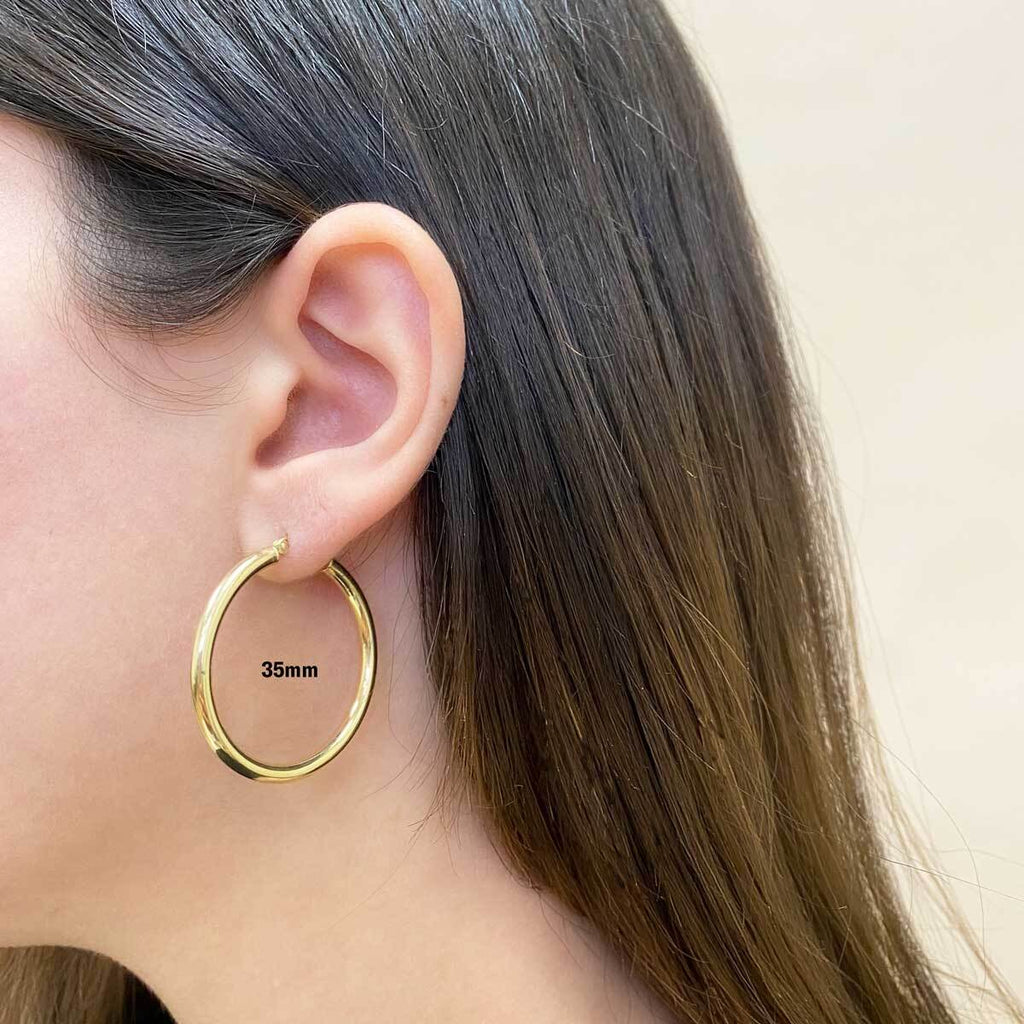 Gold Tube Hoop Earrings V4479