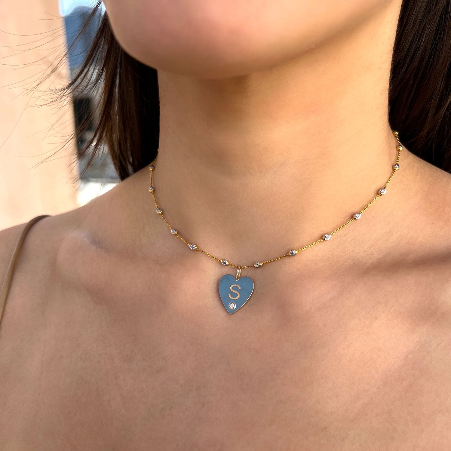 Diamond Initial Heart Charm X7223