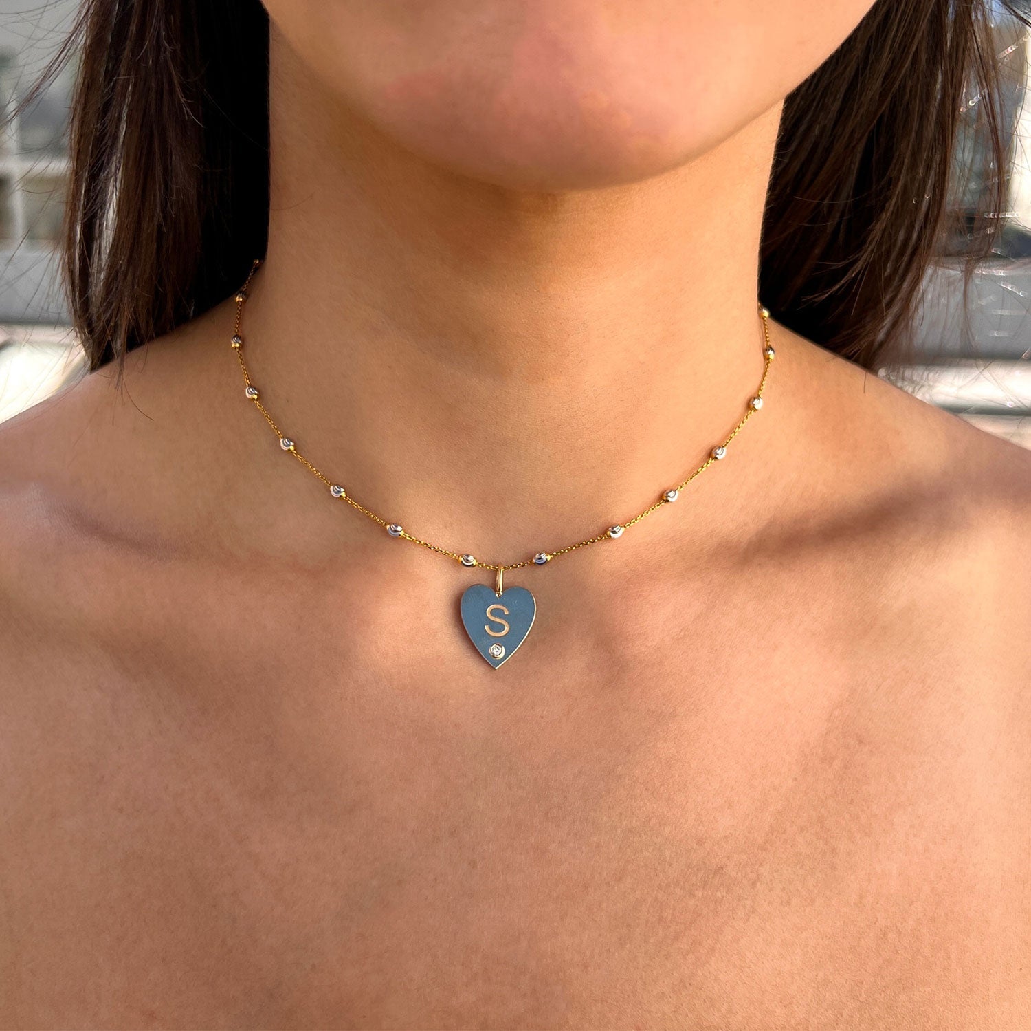 Diamond Initial Heart Charm X7223
