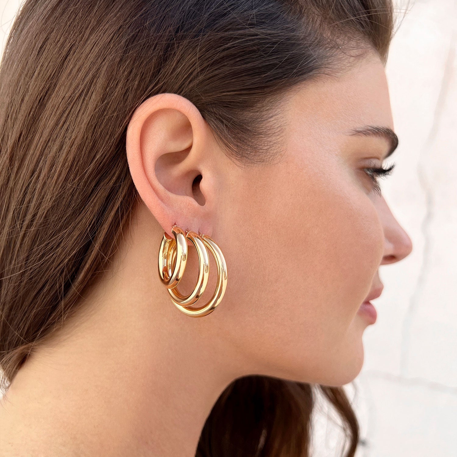 Gold Tube Hoop Earrings N628