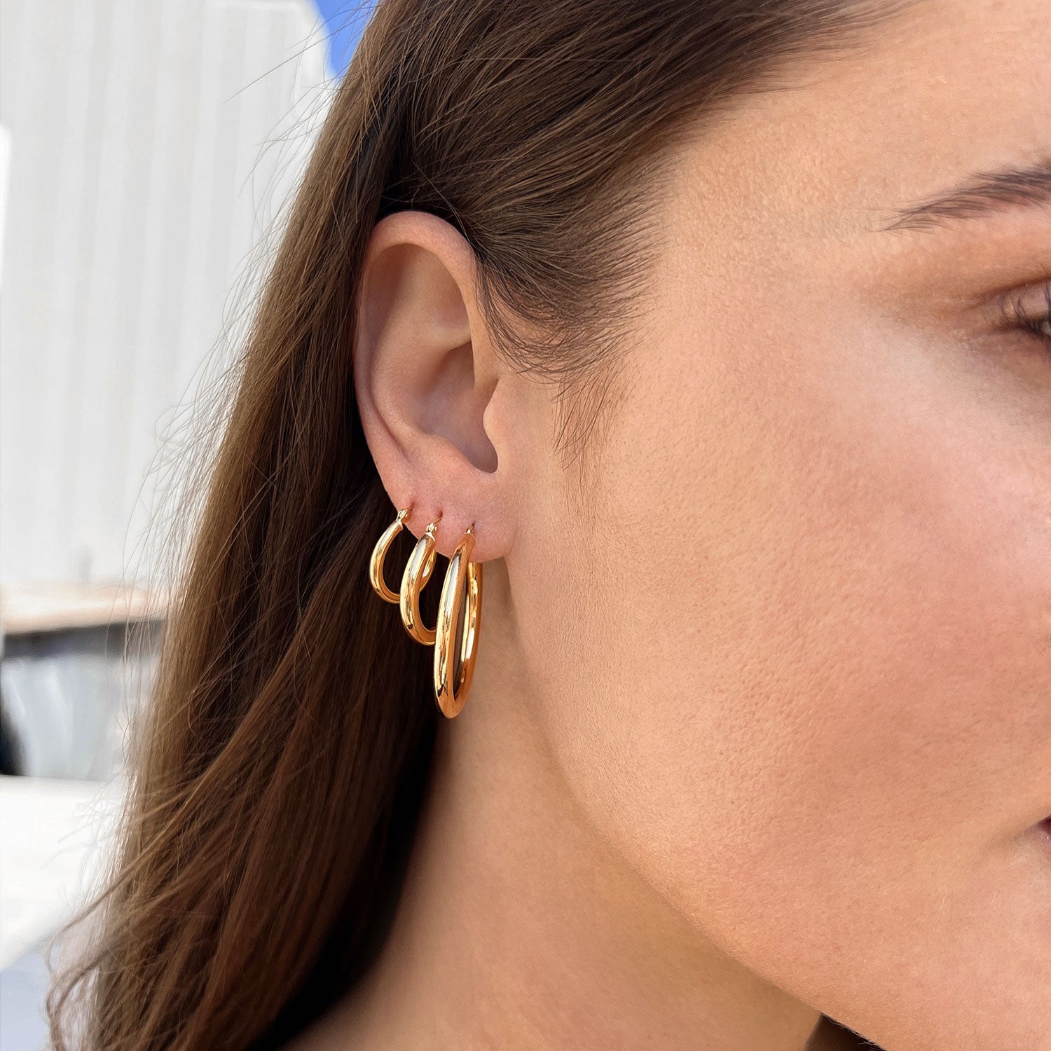 Gold Tube Hoop Earrings V4479