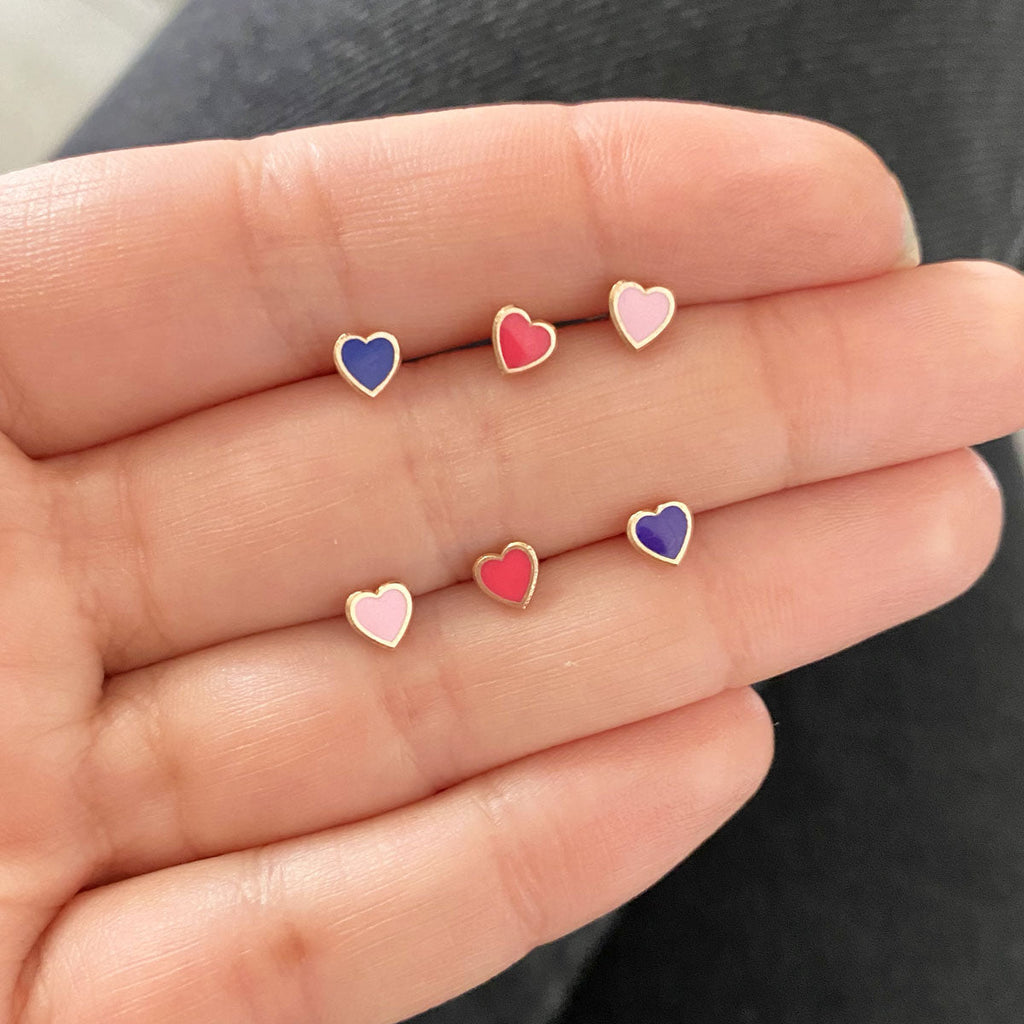 Heart Shape Enamel Stud Earrings X634287