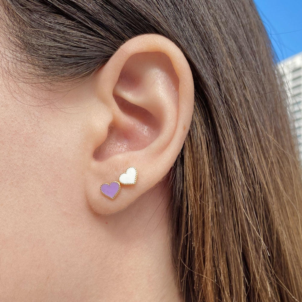 Enamel Heart Earrings H317