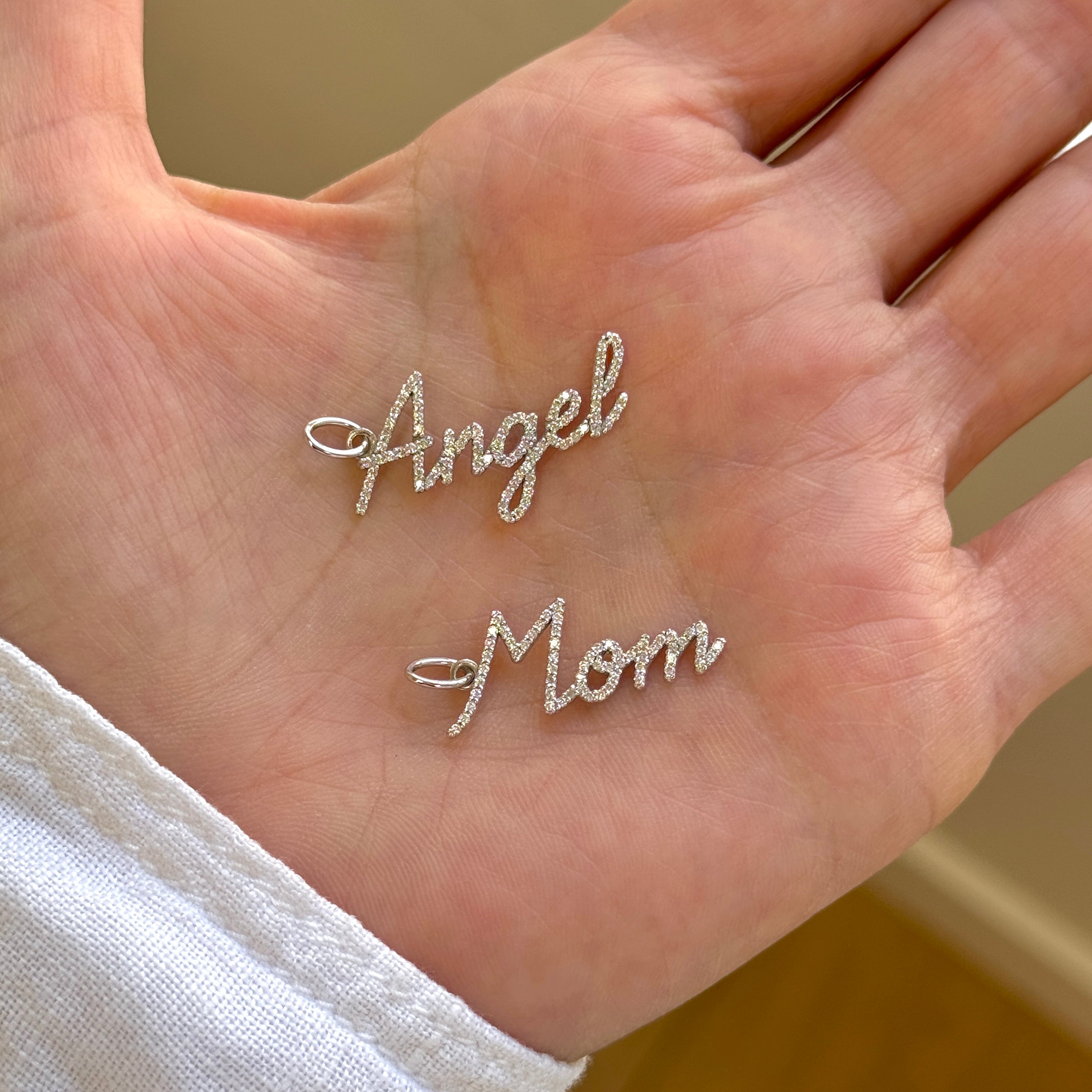 Diamond Script Name Charm S9730