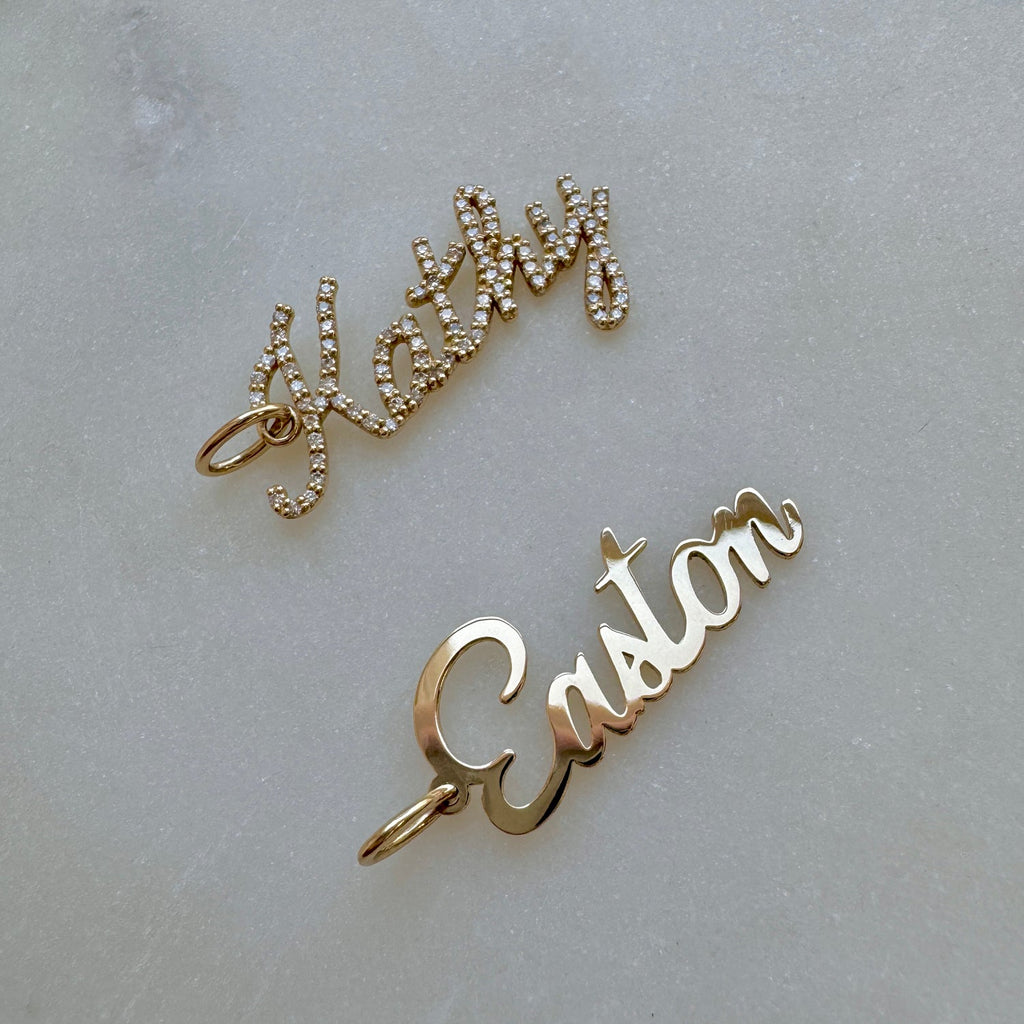 Diamond Script Name Charm S9730
