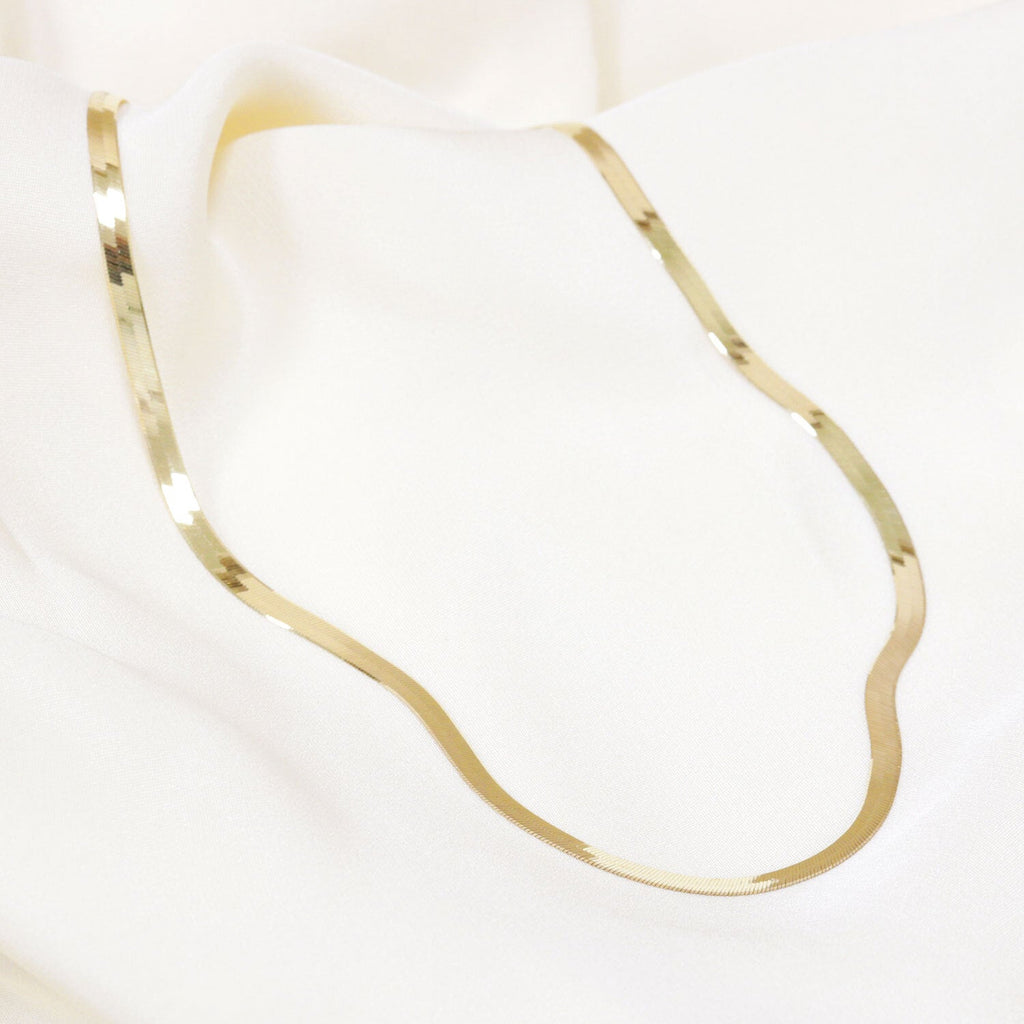 14K Gold Herringbone Necklace 4.5mm E355342