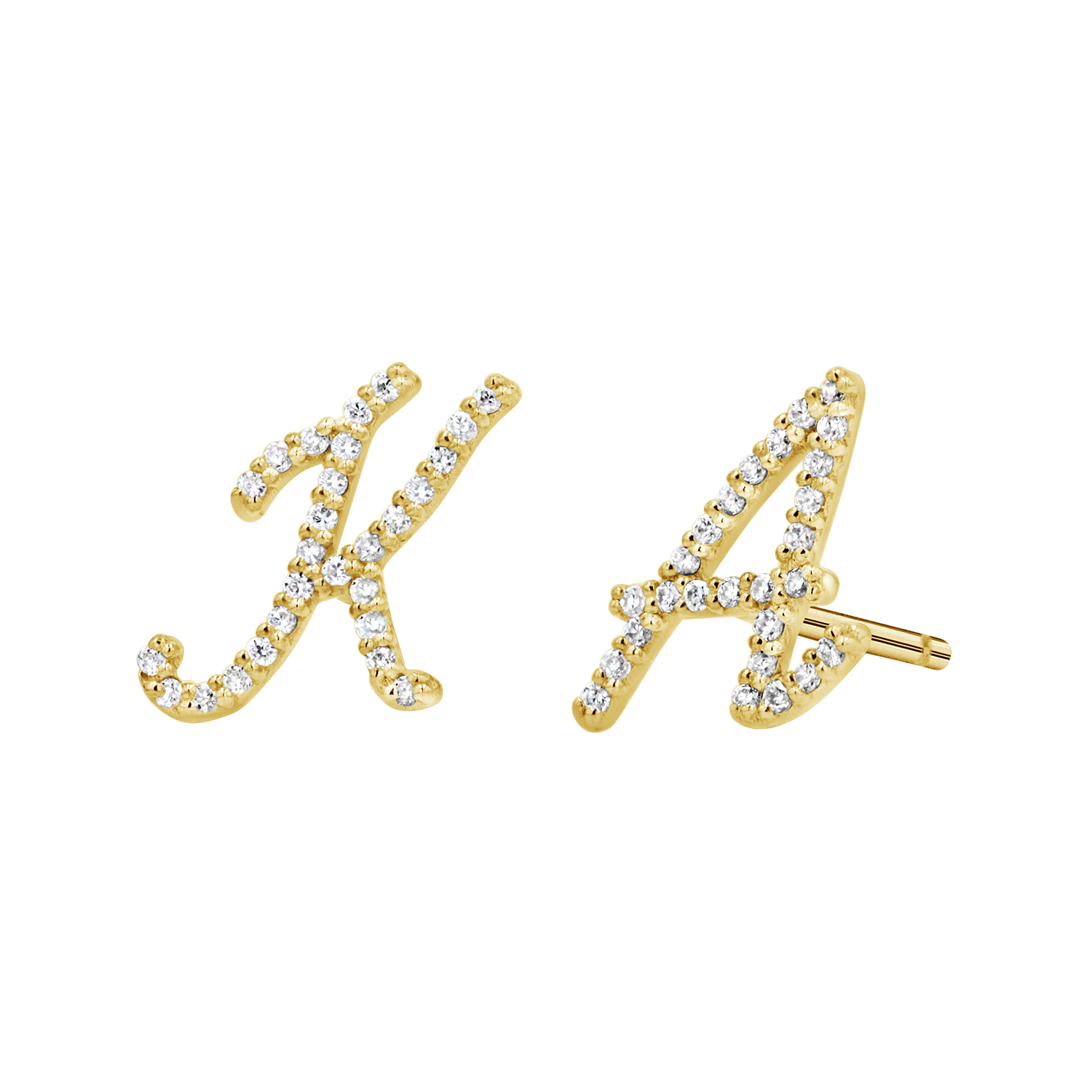 Diamond Pave Script Letter Stud Q84673