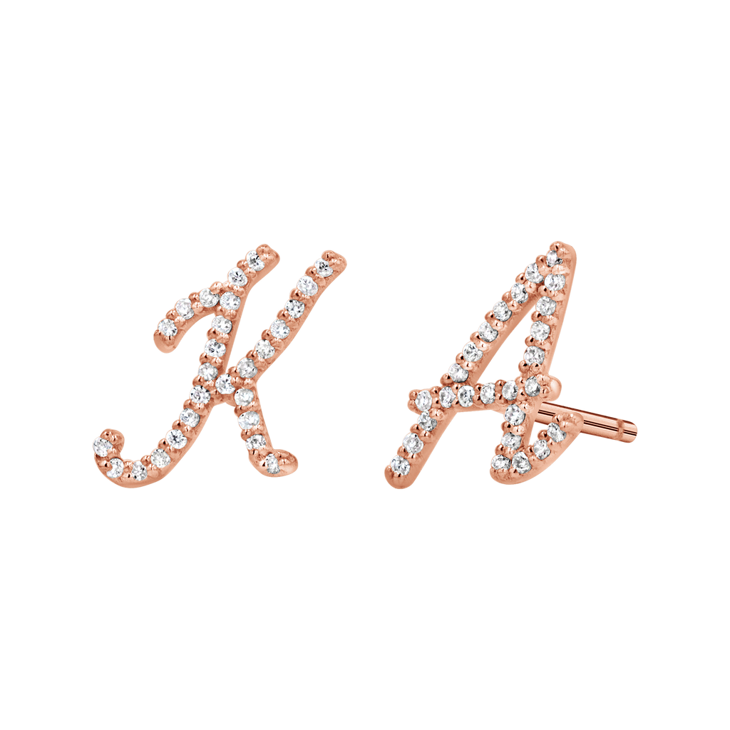 Diamond Pave Script Letter Stud Q84673
