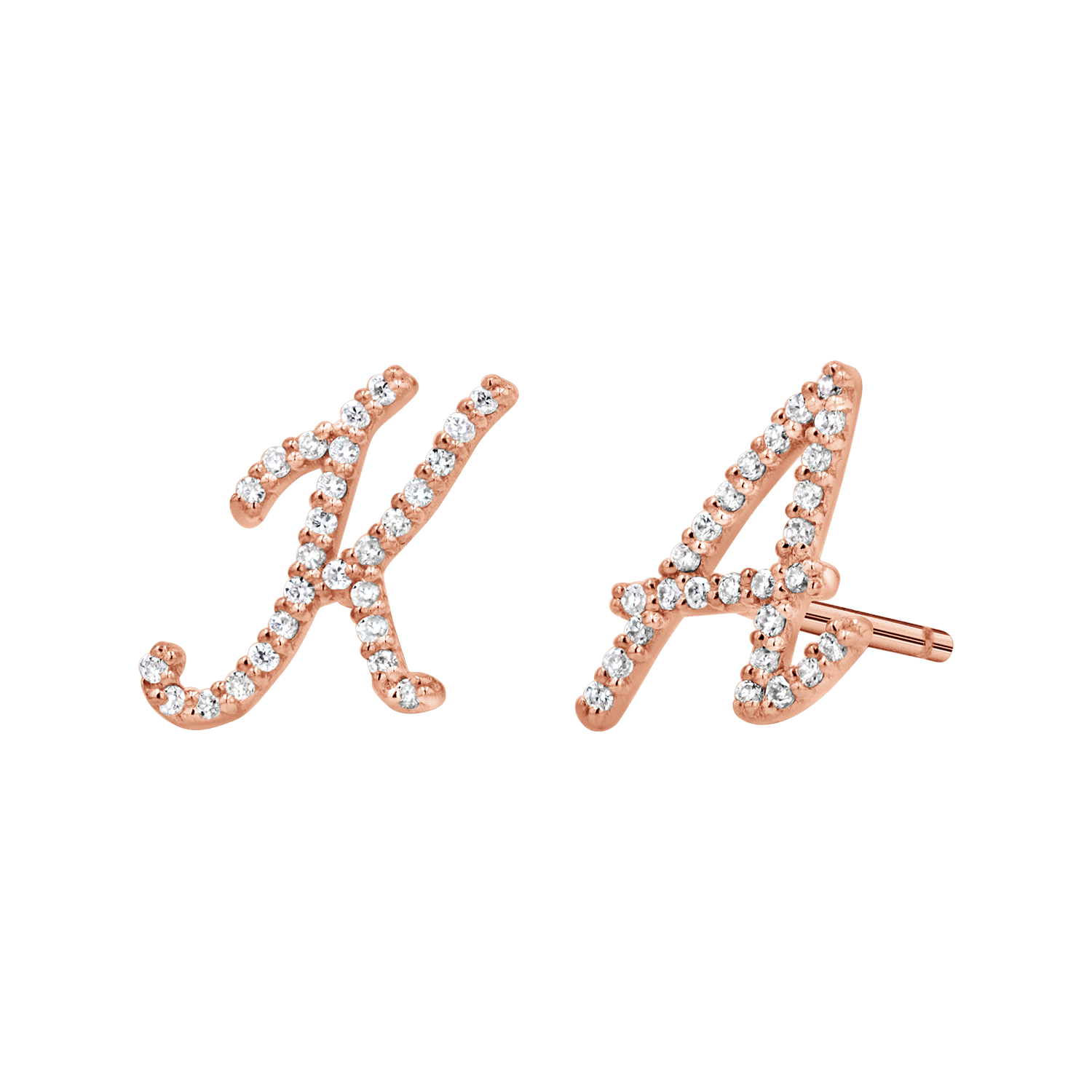 Diamond Pave Script Letter Stud Q84673