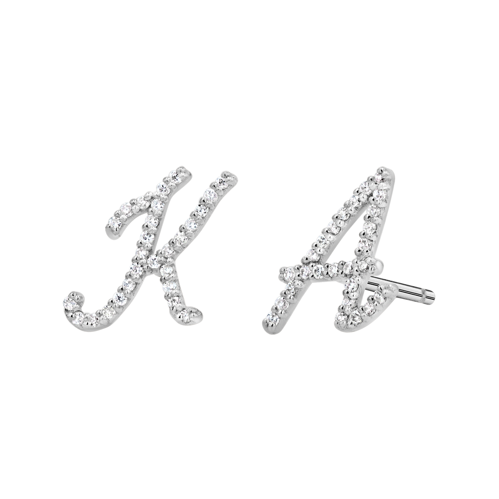 Diamond Pave Script Letter Stud Q84673