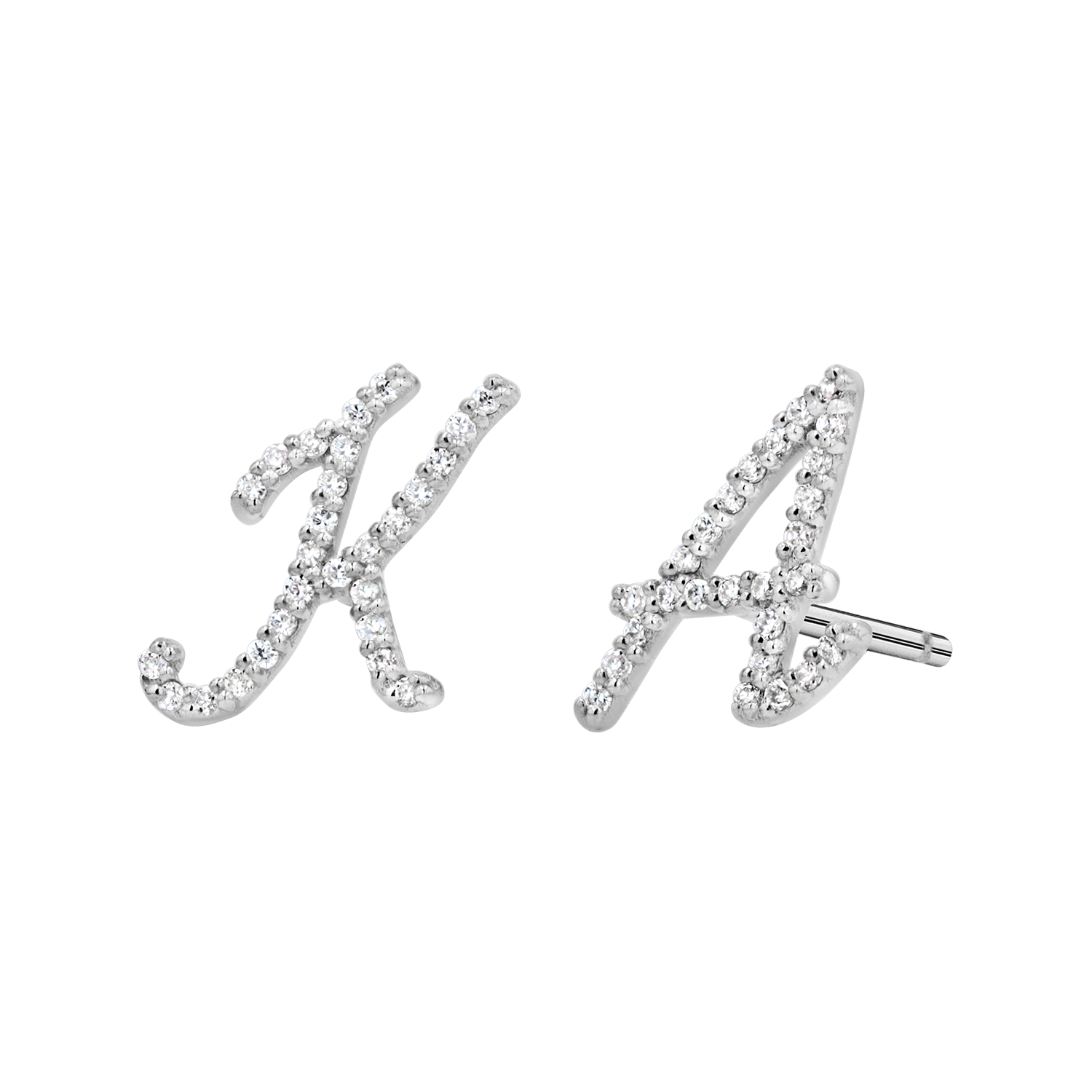 Diamond Pave Script Letter Stud Q84673