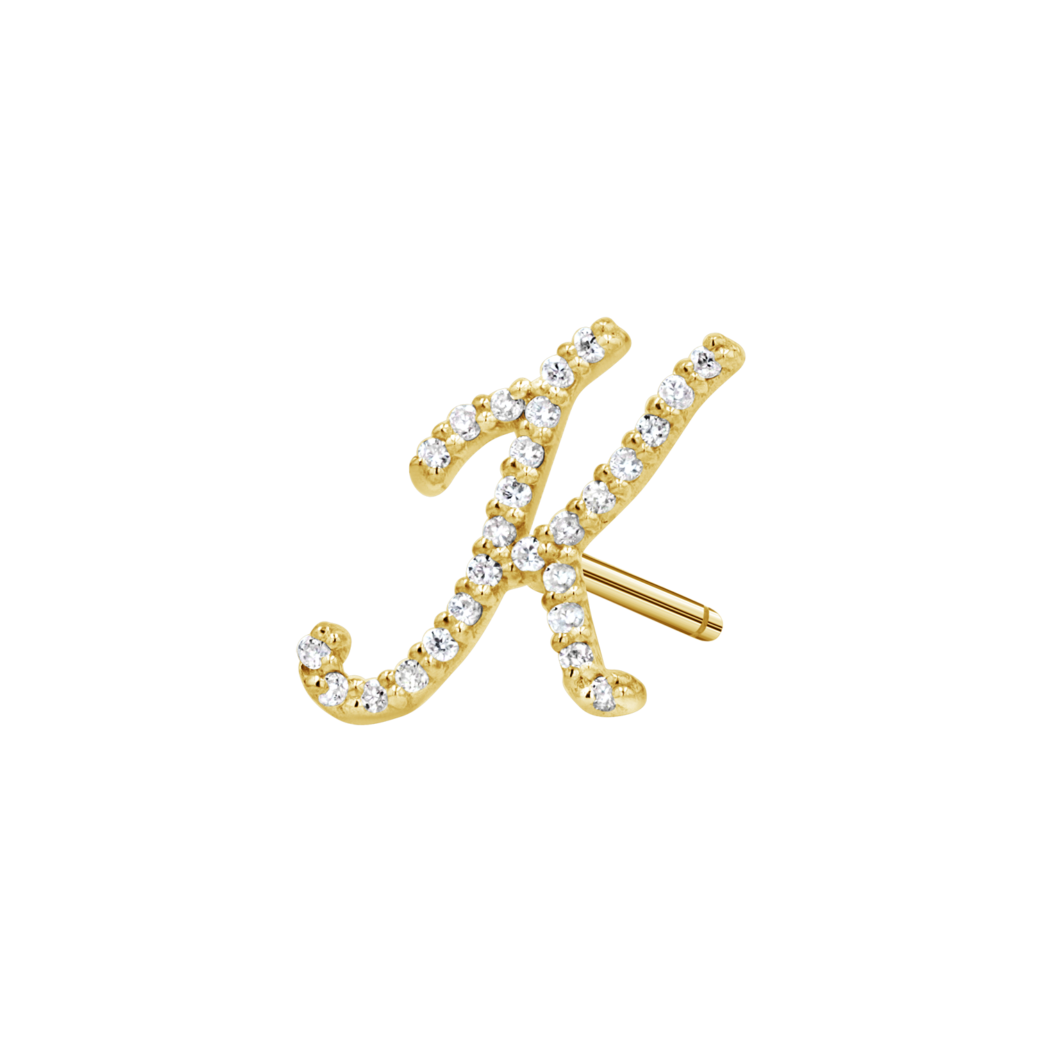 Diamond Pave Script Letter Stud Q84673