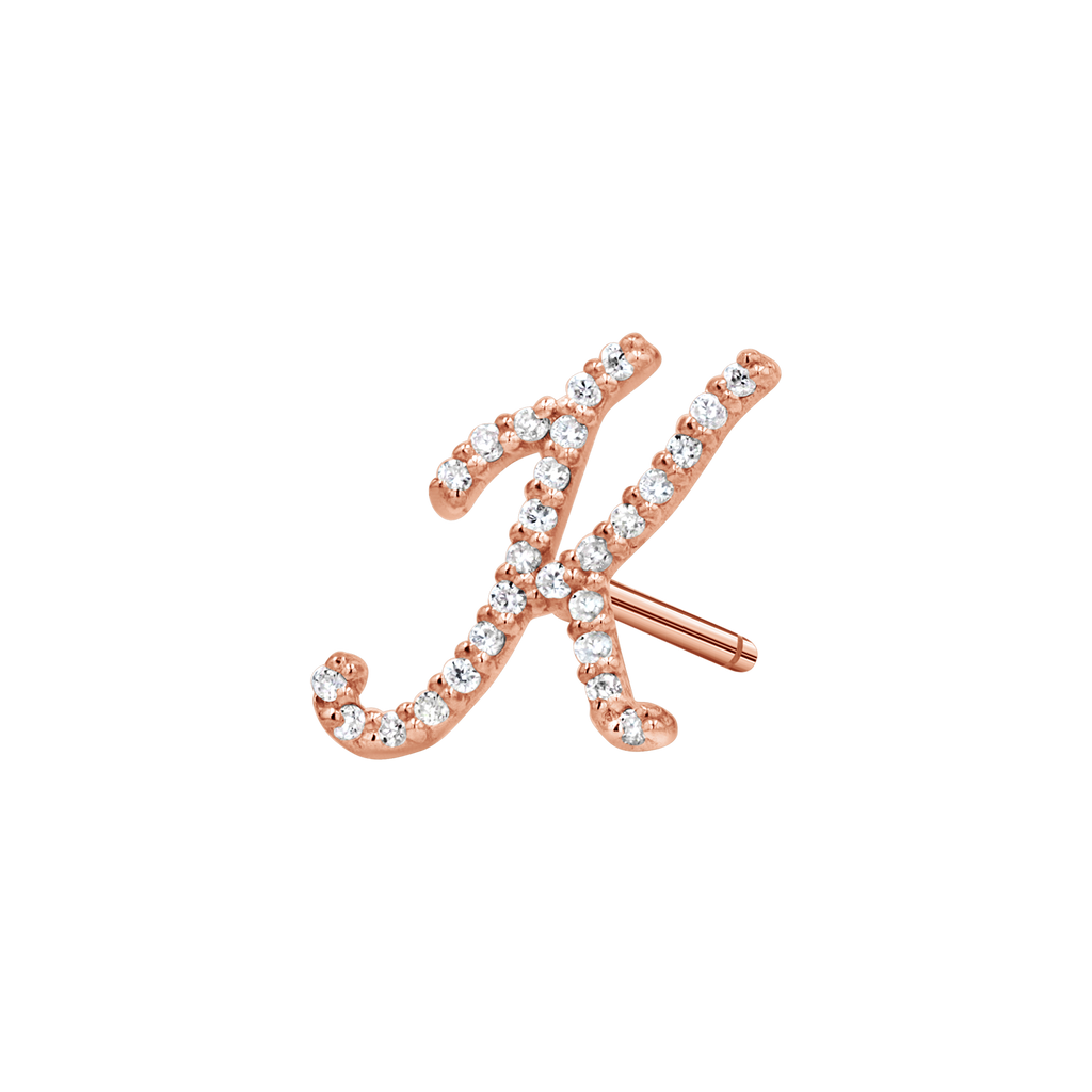 Diamond Pave Script Letter Stud Q84673
