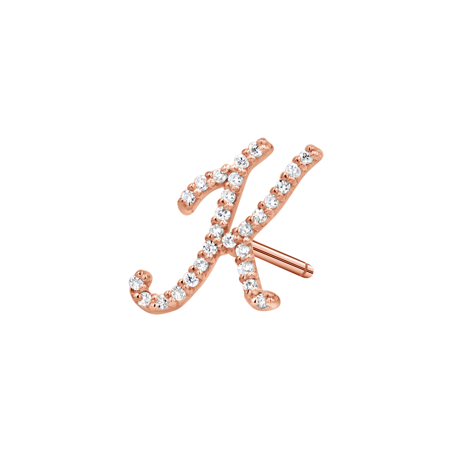 Diamond Pave Script Letter Stud Q84673