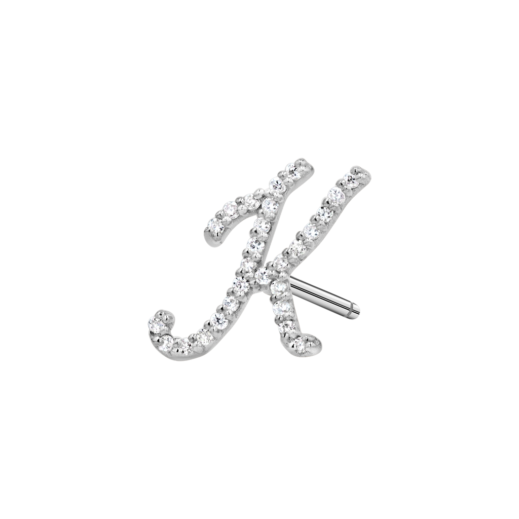 Diamond Pave Script Letter Stud Q84673