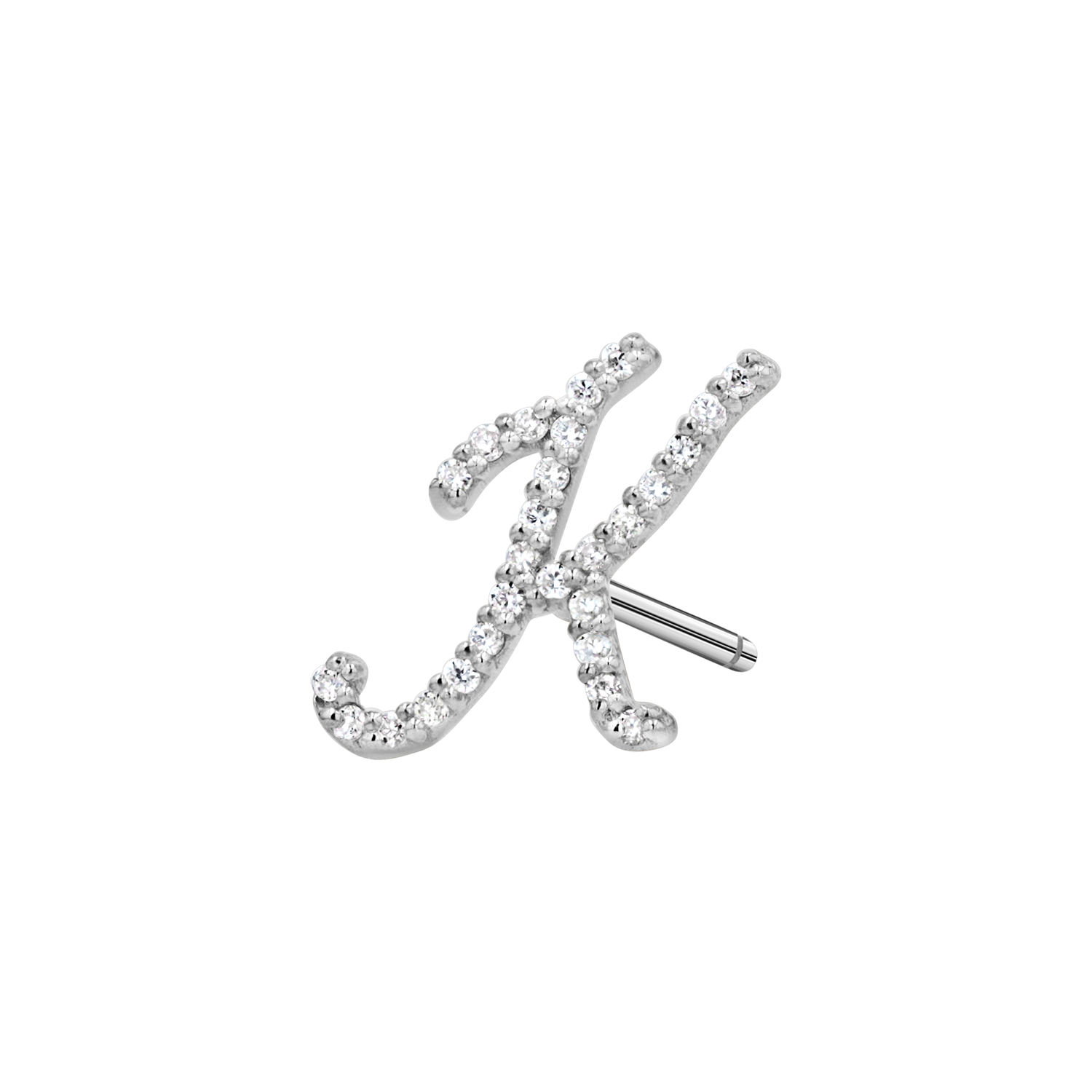 Diamond Pave Script Letter Stud Q84673